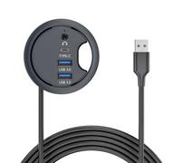 Hub multiplo USB 3.0 5Gbps per scheda audio USB-C 2 porte USB 60mm Passacavo da scrivania Splitter Dock Station Interfaccia audio per cuffie e microfono per scrivania e laptop