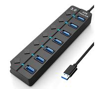 Hub multiporta USB 3.0 a 7 porte con interruttori di alimentazione individuali e adattatore luci, estensione dati ad alta velocità per Apple MacBook Air, MacBook Pro, Mac iMac, Mac Pro, Windows (hub