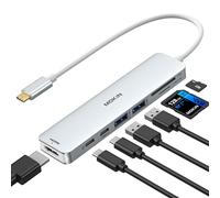 Hub multiporta USB C 7 in 1 per MacBook Pro/Air, iPad, Lenovo e altri dispositivi di tipo C - HDMI, 2 USB 3.0, PD, SD/MicroSD (argento)