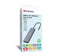 Hub multiporto USB-C Pro VERBATIM - CMH-13 - 13 Porte - HDMI, DP, SD, micro SD, Ethernet, USB-A, USB-C - Nero