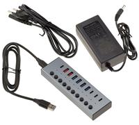 KALEA-INFORMATIQUE Hub multipresa USB3 in alluminio con 7 porte USB 3.0 5G A e C e 3 porte Quick Charge PD, alimentazione esterna 12V 3A