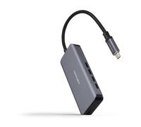 NANOCABLE 10.16.4504 - Hub USB-C Maschio a 4 x USB-C Femmina, Alluminio 10 cm, Colore Grigio, USB 3.2 Gen 1, Compatibile con Windows, MacOS e Linux