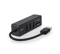 Nedis Hub USB, spina USB-A, 3 prese USB A, 5 porte, USB 3.2 Gen 1, alimentazione tramite USB, 5 Gbps, SD e microSD