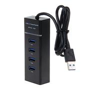 Hub Nero a 4 Porte Ultra Slim USB 3.0 in Alluminio | USB 2.0 e USB 1.1, Indicatore Led, Trasmissione ad Alta Velocità, Protezione da Sovracorrente