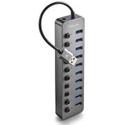 NGS IHUB 10 - Hub USB 3.0 a 10 Porte con Interruttori Indipendenti, Velocità di Trasferimento 5 Gbps, Alimentatore 12V/4A, Compatibile con PC/Mac, Design Compatto, Plug and Play