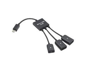 Hub OTG con tre diramazioni cavi separati e porte USB-a | Due connettori USB-a femmina, forma hub, connettore host maschio per dispositivi host che supportano