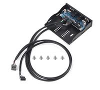 Hub pannello frontale USB 2.0 per floppy bay da 3,5 pollici, connettore scheda madre da 9 pin a 2 4 USB 2.0 con audio HD e jack per microfono, converte slot floppy vuoto per PC