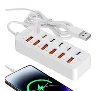 Hub porta USB | Convertitore 12 in 1 da 66 W, hub USB C a ricarica rapida, per telefono, computer, ufficio, casa, caffetteria, biblioteca, 4,21x0,83x1,57 pollici, aula studio 'hotel