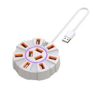 Hub porta USB per computer, hub USB a 10 porte con interruttori individuali, docking station 4K, miglioramento 'efficienza, trasmissione rapida dei dati, 8,9 x 8,9 x 2,5 cm, nero, bianco, per