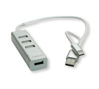 Hub Roline 4 porte 480 Mbit/s USB 2.0 modello 14.02.5037 Argento Bianco