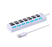 Hub splitter Super Air Jacks con 7 porte USB 2.0 per laptop, espansore di porte USB con interruttore on/off individuale, compatibile con tutti i
