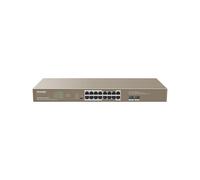 Tenda Switch PoE 18 Porte Gigabit, 16 Porte PoE+ 250W, Ogni Porta Fino a 30 W, 2 Porte SFP Uplink Gigabit, Una chiave Standard/Estendi/Vlan/Priorità, QoS, Trasmissione Fino a 250 M, TEG1118P-16-250W