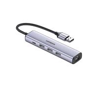 HUB UGREEN Ugreen Hub 5 In 1 Adattatore Per Laptop Usb-A 3X Usb 3.0 Rj45 Usb-C Cm475 Grigio