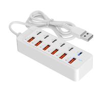 Hub USB 12 e 1 Tipo-C 66W - Estación de Conexión Portátil 10,7 x 2,1 x 4 cm, cavo 1 m - Adaptador Multifunción para Portátil, PC, Tablet, Oficina, Hogar y Estudi