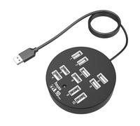 Hub USB 2.0 a 10 Porte Nero per Laptop, Metallo e Plastica | Installazione Automatica, Compatibile USB 1.1, per Webcam e Chiavette, Ufficio e Viaggio