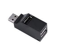 Hub USB 2.0 a 3 Porte Mini Plug-and-play Nero per Ufficio | Alimentazione Tramite Bus, Corpo in Plastica, per Postazioni Scrivania e Laptop, senza Adattatore Esterno