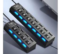 Hub USB 2.0 a 4 porte/7 porte, multi-funzione 7-in-1 con interruttore USB, adattatore splitter portatile per computer, laptop, telefono, chiavetta USB, mouse, tastiera, dispositivo per videogiochi, le