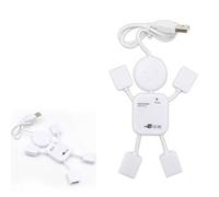 Hub USB 2.0 a 4 Porte a Forma di Figura Umana per Computer | Bianco in Plastica, Espansione Dati Semplice, Compatibile Dispositivi USB 1.0/1.1, Fino a 480/12 Mbps
