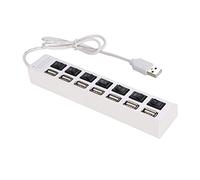 Hub USB 2.0 a 7 porte con alimentazione esterna, cavo da 55 cm, ABS e nucleo in rame puro, compatibile con Windows/Linux