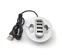 Hub USB 2.0 da scrivania, 4 porte per foro passacavi da 50 mm, colore: argento