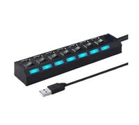 Hub USB 2.0 Hub Con Porte Splitter Multi USB Utilizza Adattatore Di Alimentazione Hub Di Espansione Multiplo A 7 Porte Con Interruttore Cavo Da 30 Cm Cassaforte Veloce(Black)