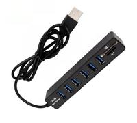 Hub USB 2.0 Multi Splitter a 6 porte Espansore multiplo lungo 100 cm compatibile con accessori adattatore USB per PC portatile per computer(A Black)