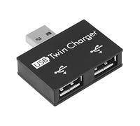Hub USB 2 Ports - Convertisseur Recharge Double Sortie | Adaptateur Extension Compact ABS | Répartiteur Alimentation Téléphone Tablette | Connecteur Léger Bureau Domicile Automobile
