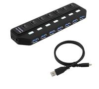 Hub USB 3.0 4 7 porte velocità 5 Gbps Multi Splitter On Off Adattatore di alimentazione compatibile con PC portatile Pro Air (7 Ports no adapter)