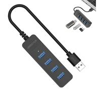 Hub USB 3.0-4 -Port Concentratore USB, PC e Dispositivi Estensione | Soluzione pratica e veloce per collegare la chiave USB, la stampante, la tastiera al computer, facile installazione