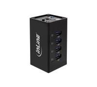 InLine® USB 3.0 Hub in Alluminio, 4 Porte, Nera, con 2.5A PSU