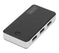 DIGITUS DA-70231 - Hub USB 3.0 DIGITUS, 4 porte, nero/alluminio, con alimentatore
