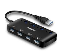 Hub USB 3.0, 4 Puertos Ultra Delgado Super Speed 5Gbps Multi Hub USB con Interruptor y LED