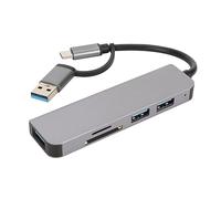 Hub USB 3.0 5 in 1 Scheda di memoria 3 porte USB Scheda di memoria Hub USB C da 5 Gbps Splitter USB Dongle USB C Docking station USB