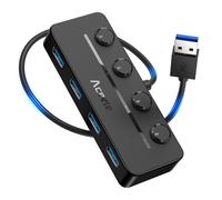 Hub USB 3.0 5 in 1 Sdoppiatore USB 3.0 con Interruttori di Alimentazione LED
