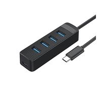 HUB USB 3.0 a 4 porte con porta di alimentazione di tipo C per accessori per computer portatili accessori per computer ABS splitter USB 3.0 adattatore OTG (colore: nero)