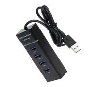 Hub USB 3.0 a 4 Porte in Alluminio, Adattatore per Computer | Compatibile USB 2.0 e 1.1, Struttura Ultra Slim Nera, Trasferimento Rapido e Retrocompatibile