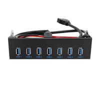 Hub USB 3.0 a 7 porte, 5 Gbps, slot 5,25 per CD-ROM, frontale PC, cavo header USB 19 pin Type-A maschio, doppio chip PCI-E 1X/16X