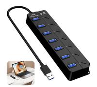 Hub USB 3.0 a 7 porte con interruttori e luci individuali Hub dati ad alta velocità Adattatore USB multiplo Estensione Splitter USB portatile con cavo esteso da 3 m per PC Laptop Flash Drive Stampanti