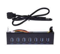 Hub USB 3.0 a 7 porte da 5,25 pollici per pannello frontale, connettore a 19 pin, cavo da 60 cm, metallo nero.