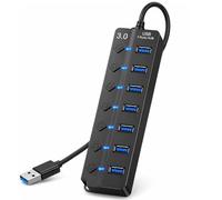 Hub USB 3.0 a 7 porte - Hub multi porta USB con interruttori e luci individuali - Adattatore multiporta USB Splitter - Extender Hub USB ad alta velocità per PC, laptop, MacBook, unità flash, HDD