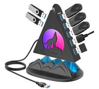 Hub USB 3.0 a 7 porte, hub USB JoyReken per PC con cavo lungo 6 m, hub di estensione USB verticale per desktop, laptop, MacBook, Xbox, PS4/5, unità flash, XPS, PC, console di gioco, stampante,