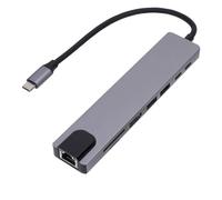 Hub USB 3.0 a 8 Porte, Hub USB C con 1 USB 3.0, 1 USB 2.0, 2 Type C, Interfaccia Multimediale HD, Porta LAN, Porta per Scheda di Memoria, Porta per Scheda di Memoria Piccola, per