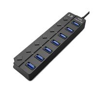 Hub USB 3.0 Ad Alta Velocità 4/7 Porte Con Indicatore LED Interruttore Adattatore Di Alimentazione For Accessori For Computer PC Portatili HUB3.0 Ampiamente Applicato(7 port with plug)