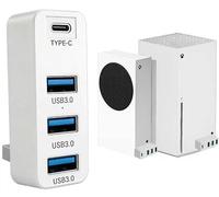 Hub USB 3.0 con 4 porte per Xbox Series X/S, Sdoppiatore Multi USB 3.0 Adattatore USB Alta velocità 5Gbps per accessori Xbox Series S/X, con 3 porte USB 3.0 + 1 porta di tipo C (Bianco)