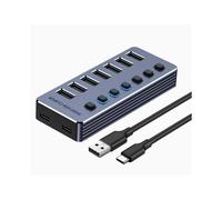 Hub USB 3.0 con 7 Porte, Splitter, Interruttore /OFF, Adattatore di Alimentazione, Extender per Porte USB per Laptop, Telefoni Cellulari e Tablet