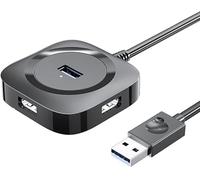 Hub USB 3.0, Distributore USB Multi USB 4 Porte Splitter per PC, Mac, Surface Pro, Laptop, PS4, 0.2M Cavo di Estensione Lungo Mini USB 3.0 Adattatore (USB 3.0 nero)