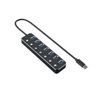 Hub USB 3.0 efficiente per trasferimenti dati velocissimi, connessione semplificata di più dispositivi, interruttori individuali per un controllo