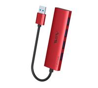 Hub USB 3.0, hub splitter USB a 4 porte, adattatore USB A Espansore portatile, hub dati multiporta per laptop, iMac Pro, MacBook Air, Mac Mini/Pro, Surface Pro, unità flash USB e HDD mobile, rosso