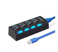 Hub USB 3.0 Hub USB 3.0 Multi Splitter USB 3 Hab Usa Adattatore di Alimentazione 4 Porte Espansore Multiplo Hub USB3 con Interruttore per PC