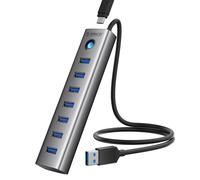 Hub USB 3.0 Hub USB 5Gbps in Alluminio 7 porte Cavo 50CM con Porta di